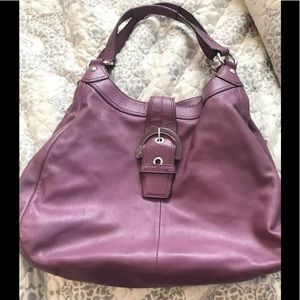 Large COACH Plum Hobo Bag Leather Purse